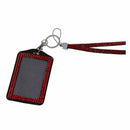 Rhinestone Bling Crystal Custom Lanyard Vertical ID Badge Holder (Red)