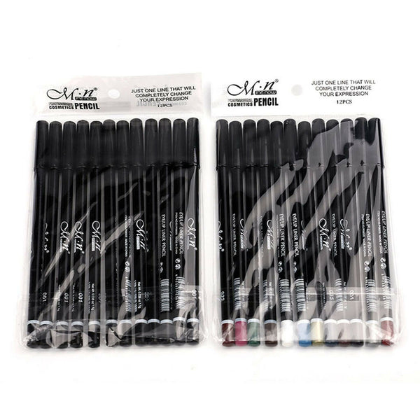 12PCS Makeup Lasting Eye Shadow Eyeliner Lip Pencil Pen Cosmetics Coffee