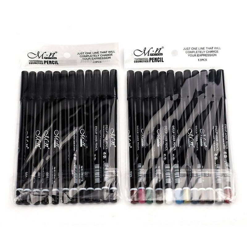 12PCS Makeup Lasting Eye Shadow Eyeliner Lip Pencil Pen Cosmetics Coffee