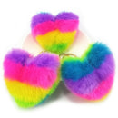 Rainbow Heart Key Chain   Pompom Ball Keychain Fluffy Bag Keyring Xmas Gift JR