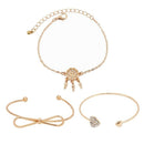 3PCS/Set Lady Heart Tie Adjustable Open Bangle Elegant Crystal Bracelets J WHY