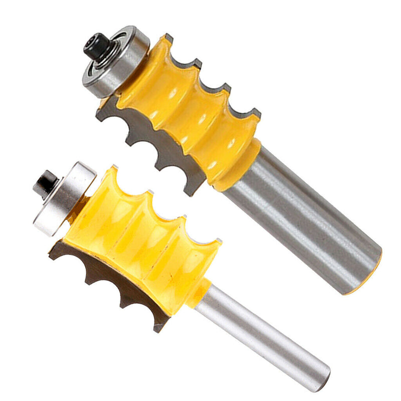 2 Pieces Triple Bead & Flute Furniture Molding Router Bit Set - 1/2 1/4