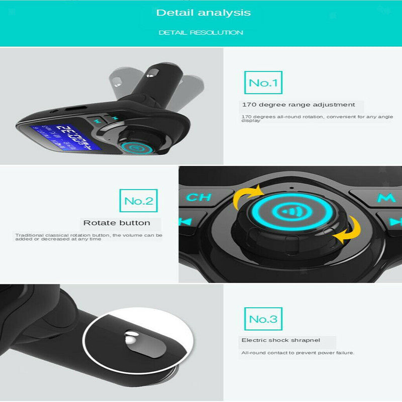 1.44'' LCD Display Bluetooth FM Car Modulator Radio Transmitter Ã¯Â¼Å’Audio