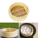 2X Chinese Bamboo Steamer Basket Round Dim Sum Chicken Steamer Tray 20cm