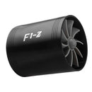 F1-Z Car Air Intake Double Turbine Refit Turbo Gas Fuel Saver Fan (Black)