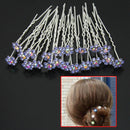 20X Women Wedding Gift Blue Crystal Rhinestone Flower Hairpin Clip Headwear BBJ