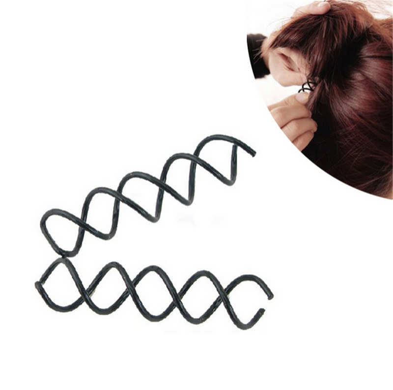 12pcs Black Useful Spiral Spin Screw Bobby Pin Women Hair Clip Twist Barrette