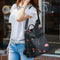 Women Print Black Nylon Backpack Anti Theft Girls Travel School Shoulder Bag