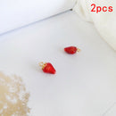 2PCS Strawberry Enamel Charms Handmade DIY Crafts Alloy Jewelry Making GiftA Gw