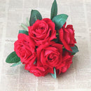 Artificial Table Vase Flower Arrangement Wedding Bridal Rose Bouquet-Red