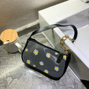 Daisy Handbag Women PU Leather Elegant Shoulder Underarm Totes Bag (Black)