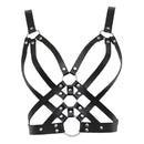 Womens Leather Body Chest Harness Belt Rivet Cage Bra Strap Metal  Party