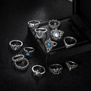 13 Piece Set Rings Fashion Retro Boho Dainty Bohemian Party Star gem Jewelry Hn