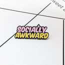 Fashion Women Socially Awkward Enamel Brooch Pin Corsage Backpack Badge Decor