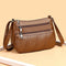 Women PU Shoulder Bag Multi-pocket Mother Solid Crossbody Handbag (Brown)