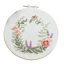 DIY Needlework Kits with Embroidery Hoop Cross Stitch Craft, Flower Pattern