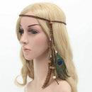 Bohemian Peacock Feather Headdress Headband Braiding Hair Band Headband Lea