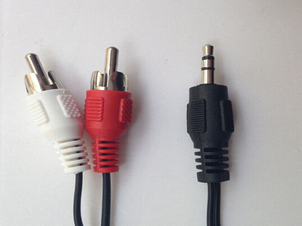 3.5mm 1/8" Stereo Male Mini Plug to 2 RCA Jack Adapter Audio Speaker Cable Black