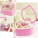 Heart Shape Dancing Ballerina Music Box Plastic Jewellery Box Carousel Hand L3A6