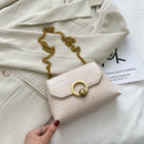 Alligator Leather Chain Shoulder Bag Women Purse Crossbody Pouch (White)