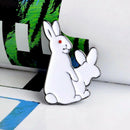 4X(Creative White Rabbit Brooch Evil Animal Bunny Enamel Pins Metal Buckle X5S9)