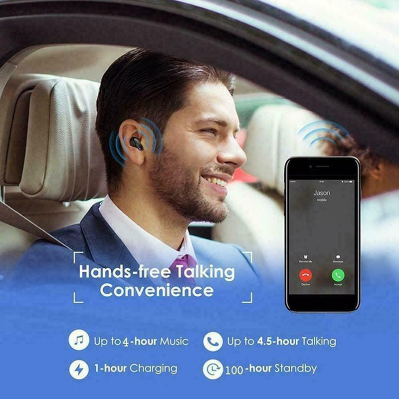 X11 Mini Bluetooth Wireless Headset Stereo Earbud In-Ear USB Magnetic Charg W0P4