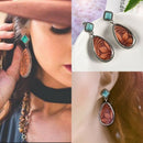 Boho Turquoise Ear Stud Dangle Earrings Wedding Jewelry Women Accessories