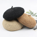 New Fashion Beret Adjustable Straw Beret Female Straw Hat Retro Literary So