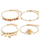 4Pcs Bohemian Multi-layer Leafs Tortoise Bracelet Set Women Bangle Jewelry  OZ