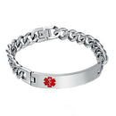 Mens Stainless Steel Chain  Alert ID Cuff Bracelet Wristband Bangle