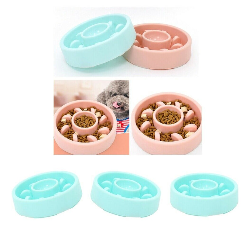 3x Pet Dog Puppy Food Slow Feeder Pet Cat Anti-Gulping Bowls Green For Dogs