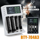 Smart Rechargeable Battery Fast Charger for AA AAA 4 Ports LED Indicator Black