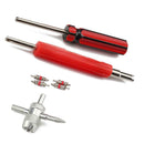 Dual Single Head Valve Core Remover Wrench w/ Valve Core+4-Way Tire Remover Tool