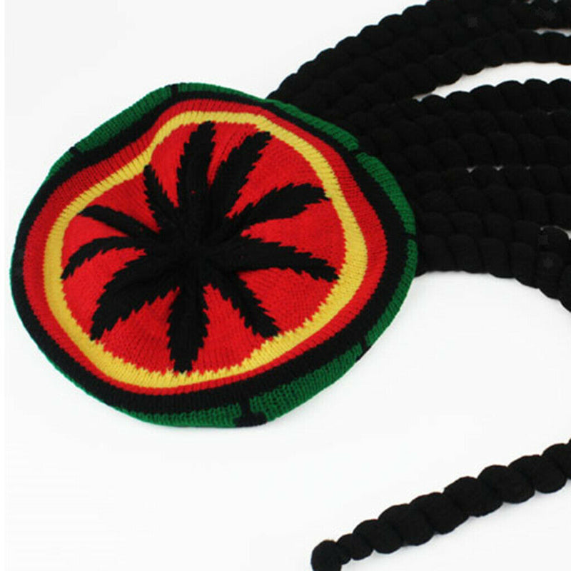 Rasta Hat Reggae Cap Jamaican Beanie Dreadlock Wig Bob Marley Weed Fancy Costume