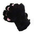 2 pieces Black Cat Foot Paw Plush Gloves + Cat Ears Hair Clips Hair Pins Pa W8F3