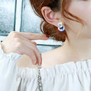 Fashion Double Round Micro-Assembled Cz Stone Earrings Female Models White