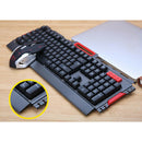 1X(Wireless Gaming Keyboard Mouse Combo Set Metal Panel Game Gamer 2.4Ghz 2