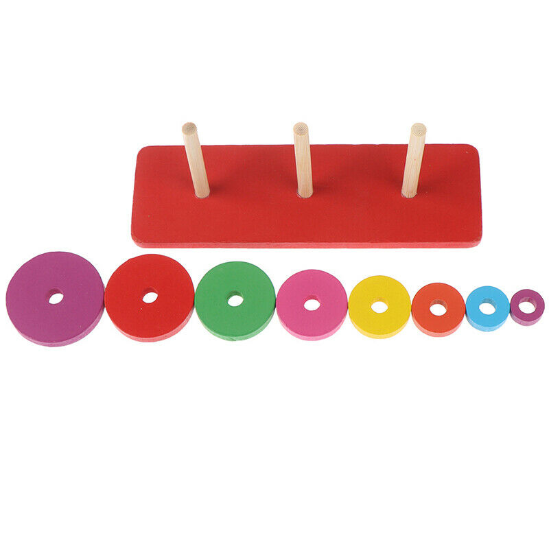 Wooden Puzzle Stacking Tower Of Hanoi Kid Mathematical Educational ToysAT3C