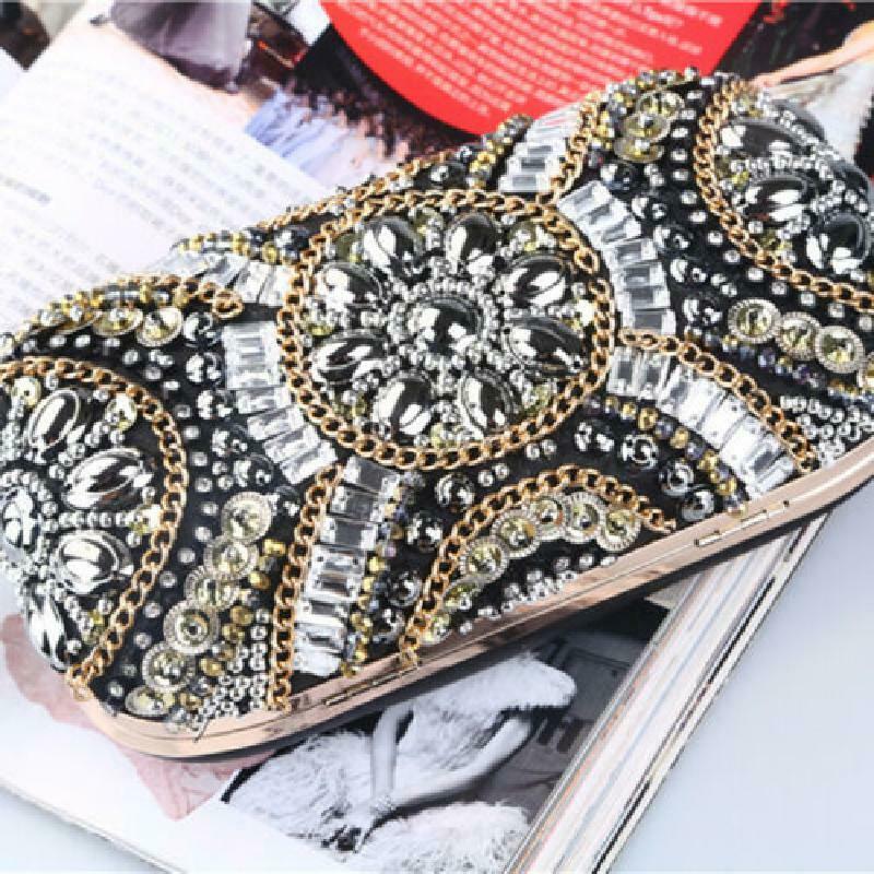 Women Beaded Evening Bags Wedding Cocktail Party Prom Bridal Clutch Handbag g