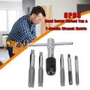 6Pcs M3-M8 Tap Drill Set T Handle Ratchet Tap Wrench Machinist Tool