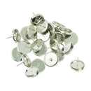 48Pcs Brass DIY Ear Studs Earring Cabochon Blank Bezel Base Tray 12mm HOT