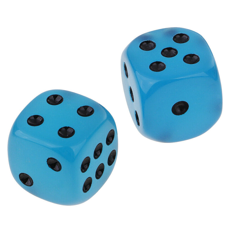 Blue Acrylic D6 Noctilucence Dices 6-Sided Point Spot Game Dice 25pcs/Pack Glow