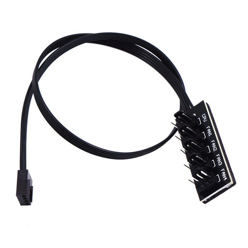 1 To 5 4-Pin PWM CPU Fan HUB Cooling Splitter Adapter Braided Power Cable 40c TO
