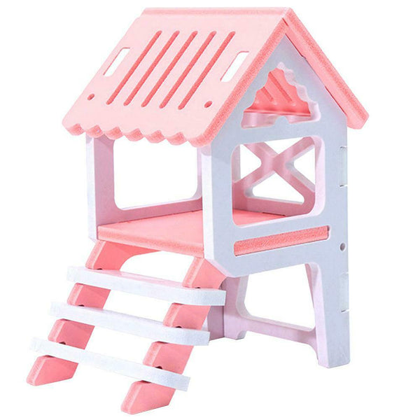 Pet Bed Nest Hamster House Wooden Climb Small Animal Pet Sleeping Cage(Pink