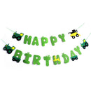 green tractor happy birthday banner garland for construction vehicle party-AU3C