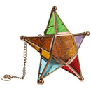 Multicolour Glass Star Votive Tea Light Candle Holder Hanging Lighting Lant A1U7