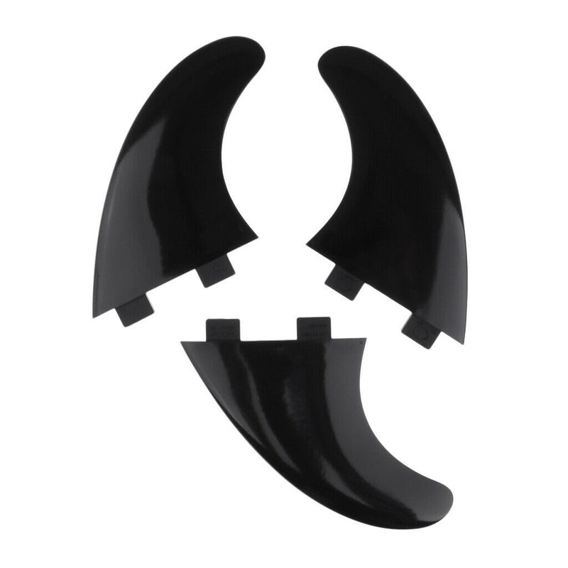 Pack of 3 Premium Surfboard Fins - Thruster Surf Fins -  G5 Tri Fins - Black