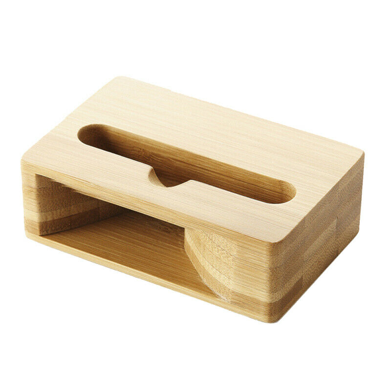Wood Bamboo Phone Holder Sound Speaker Amplifier Desk Dock Docking Phone Stand