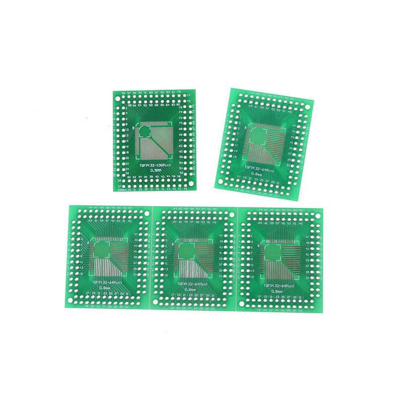5pcs QFP/TQFP/LQFP/FQFP 32/44/64/80/100 to DIP Adapter PCB Board Converter Chic