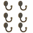 Lot 6pcs Retro Coat Hat Hook Door Wall Hanger Alloy 35 x 30mm -Bronze O1N3